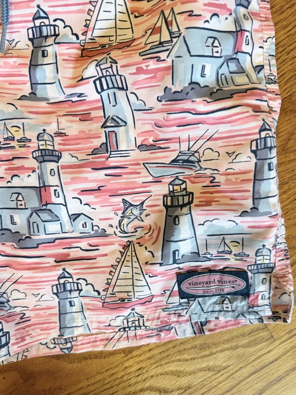 Vineyard Vines Kids Sailboat & Lighthouse Swim Trunks - Fits Men's small also